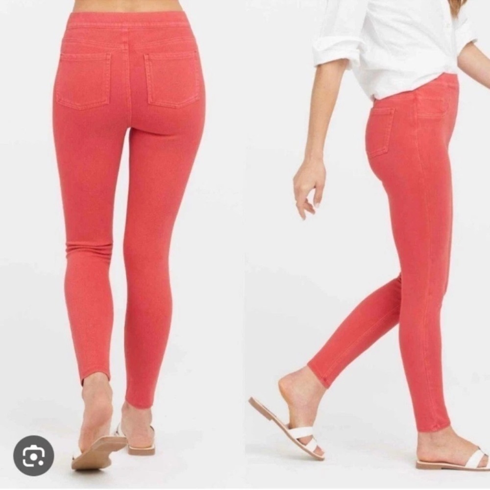 Spanx High Rise Coral Pull on ankle jeans W26